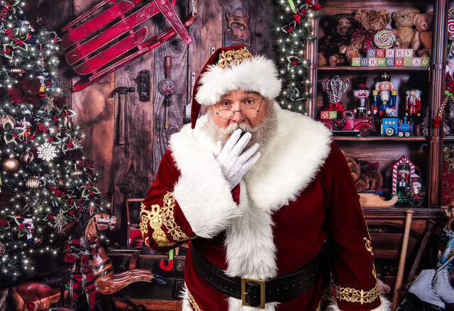 Santa Sarge covering his mouth in surprise