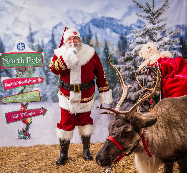 Santa Sarge with a live reindeer